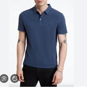 John Varvatos Victor Peace 3 Button Short Sleeve Polo in Dutch Blue size M
